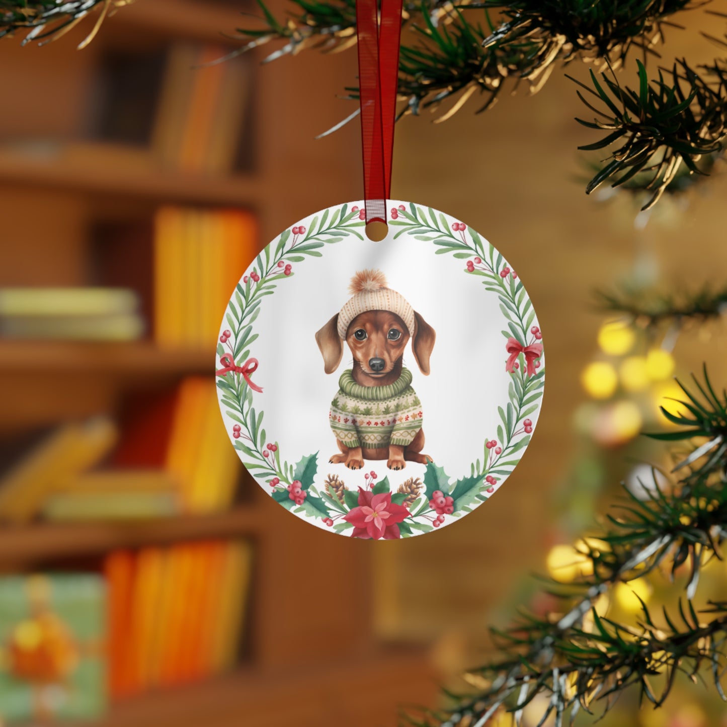 Dachshund Dog in Sweater Ornament