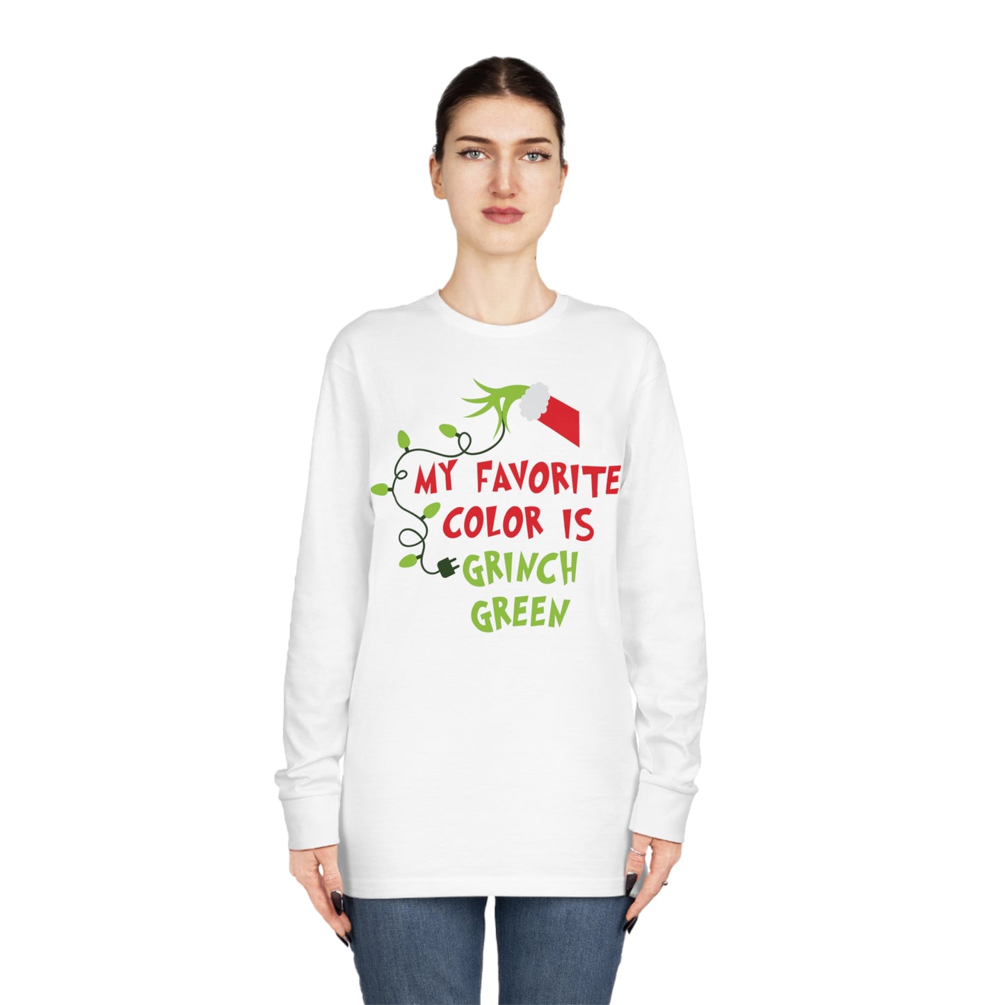 My Favorite Color is Grinch Green Christmas Long Sleeve T-Shirt