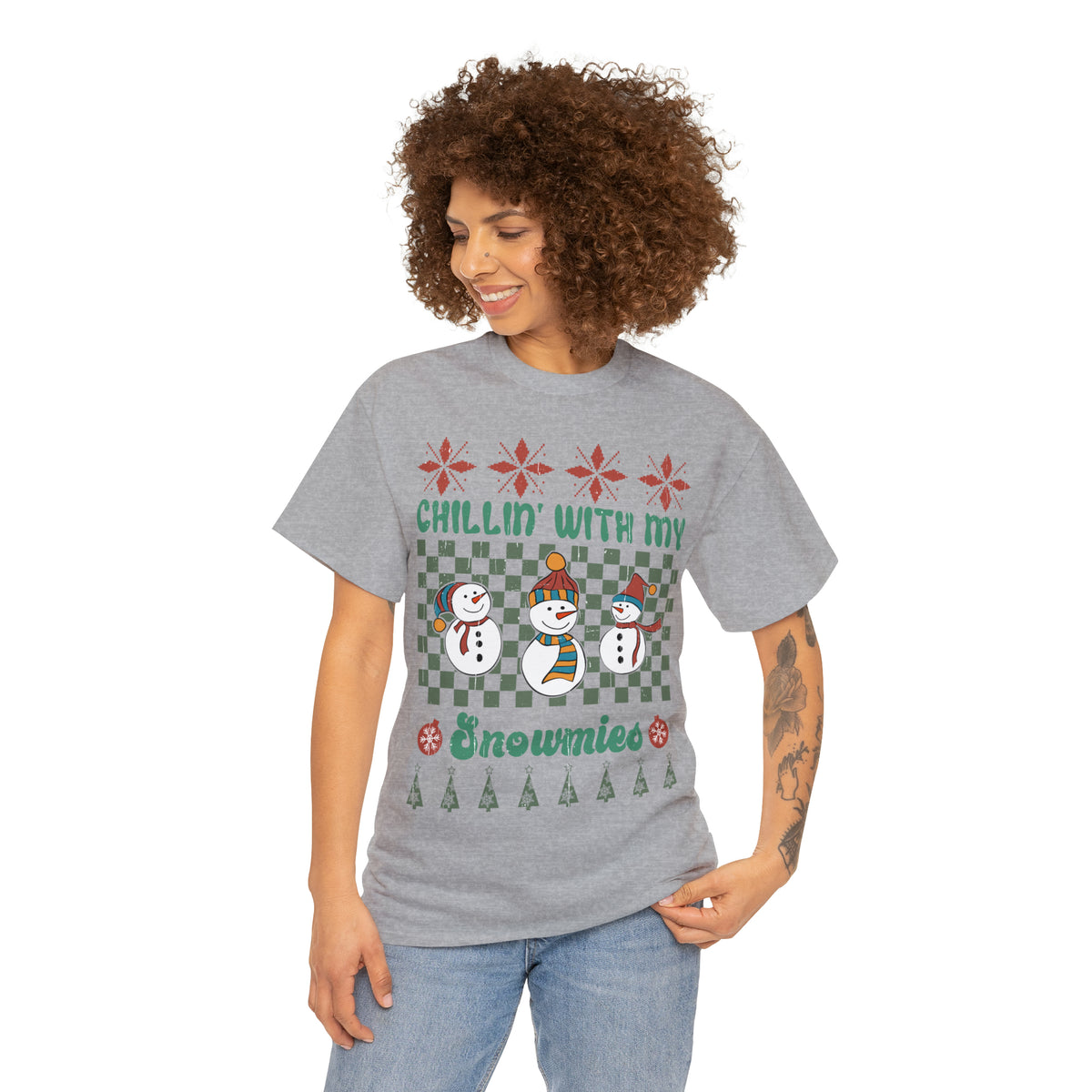 Chillin' With My Snowmies Snowmen Ugly Sweater Short Sleeve Tee