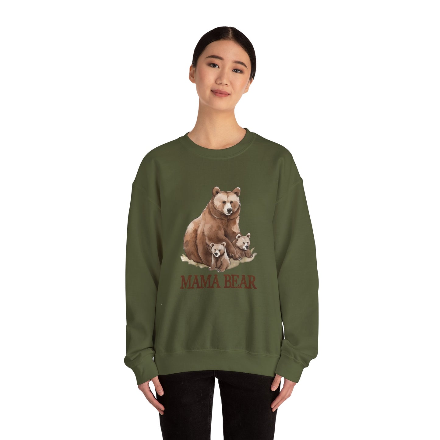 Mama Bear Grizzy Bear with Cubs Pocket Sweatshirt
