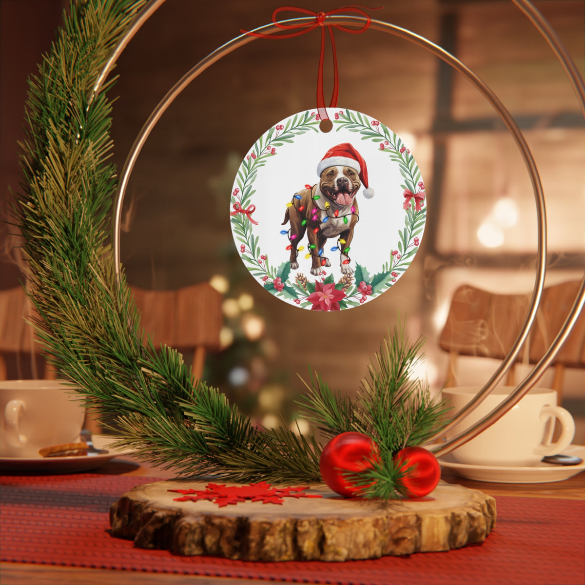 Staffordshire Bull Terrier Dog in Lights Ornament