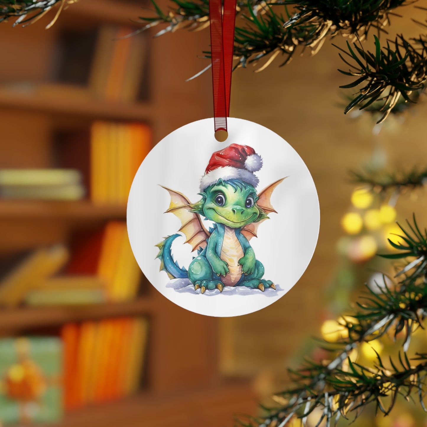 Dragon with Santa Hat Ornament