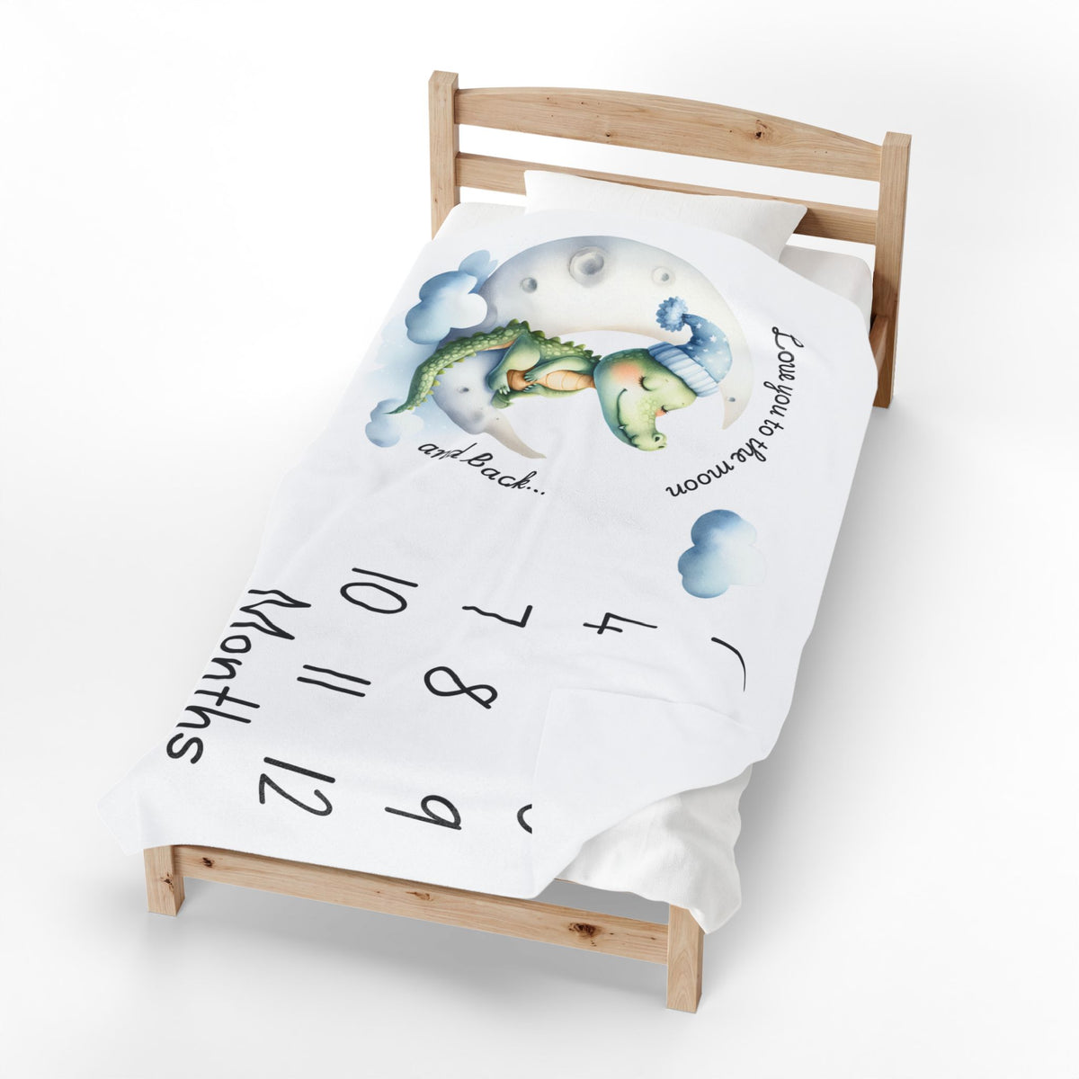 Love You To The Moon And Back Milestone Velveteen Plush Blanket