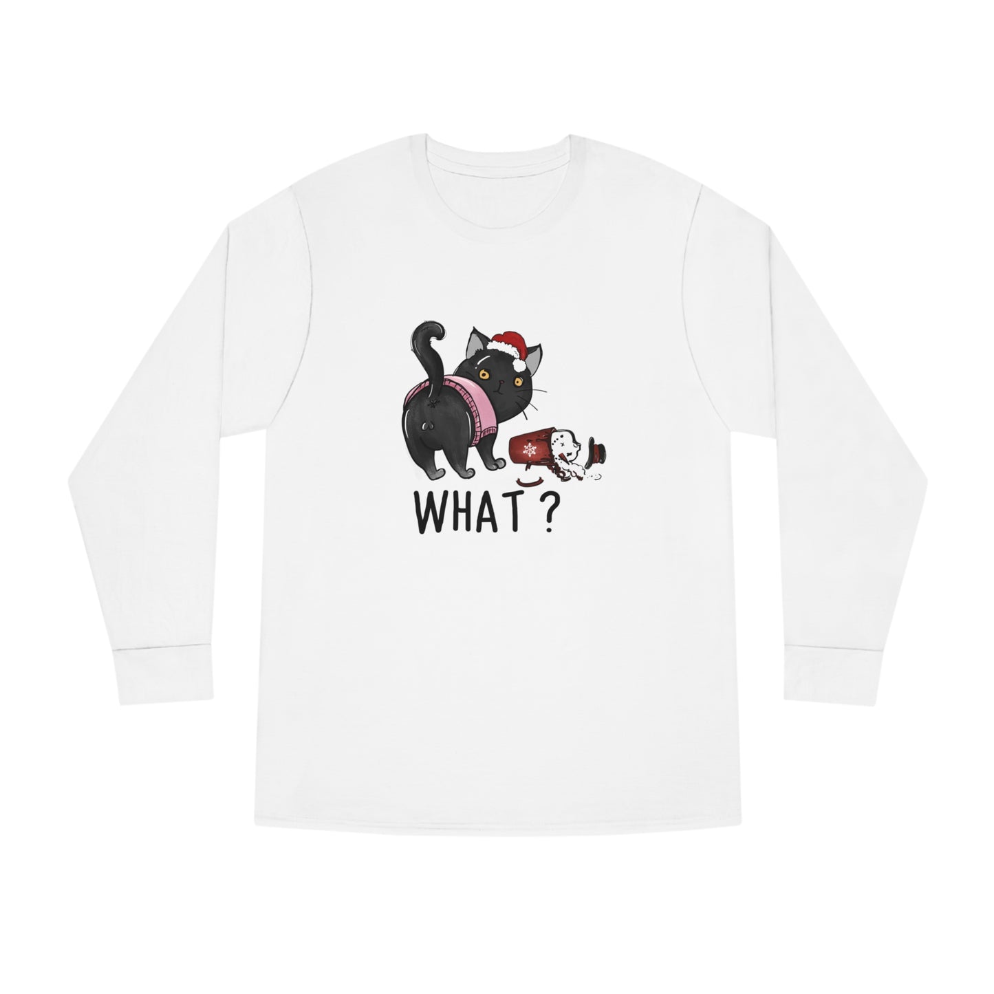 What? Cat Knocking Over Coffee Christmas Long Sleeve T-shirt