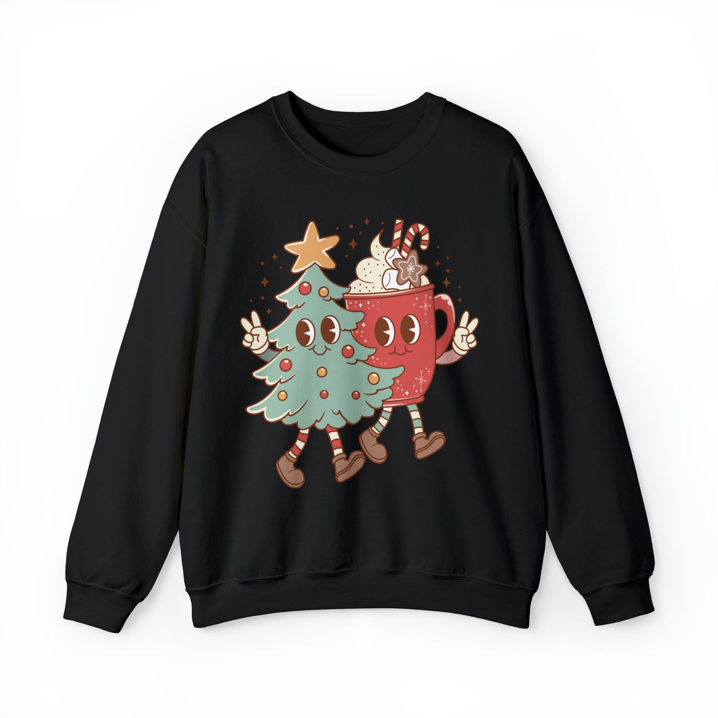 Retro Christmas Tree and Hot Cocoa Christmas Sweatshirt
