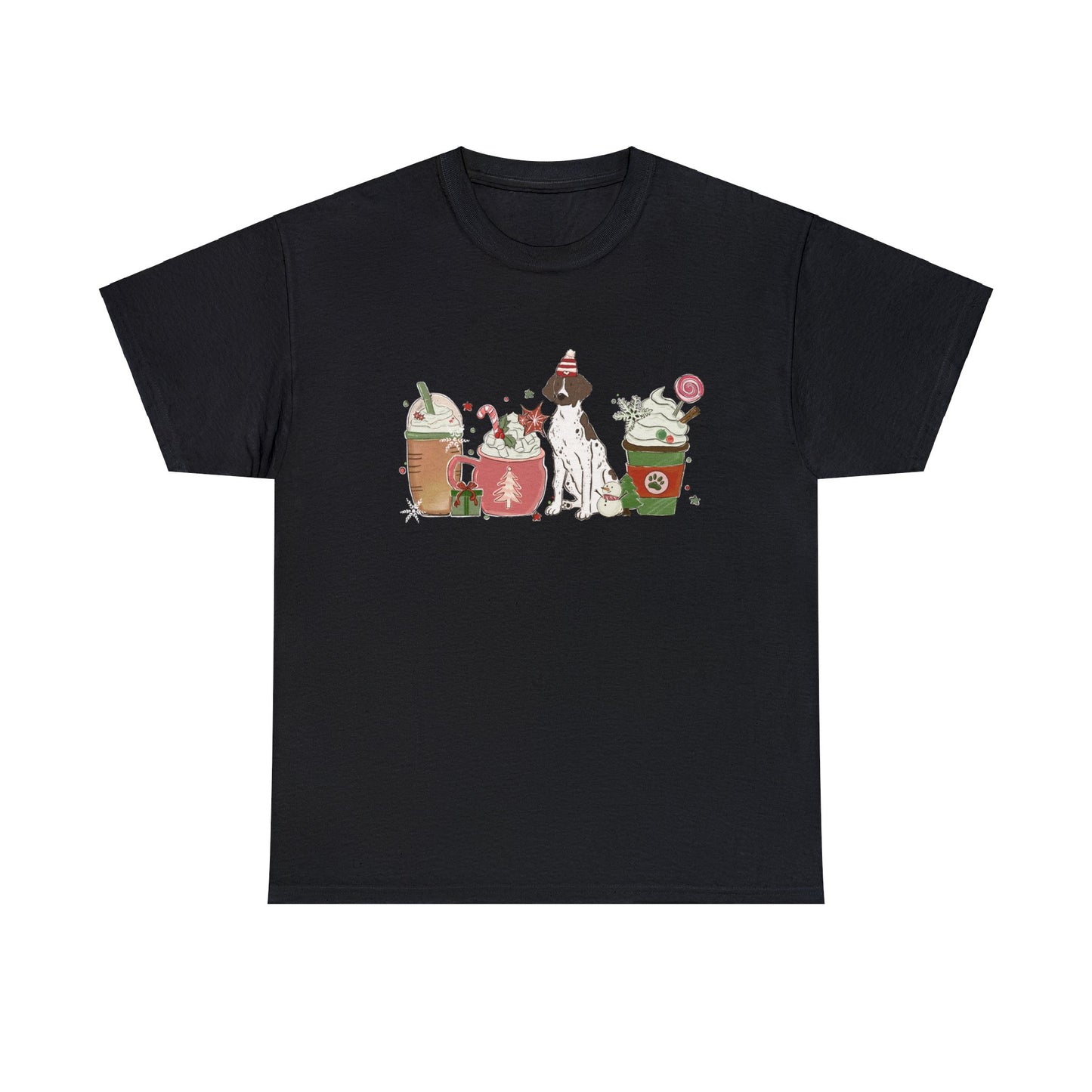 Pointer Dog Latte Christmas Short Sleeve Tee