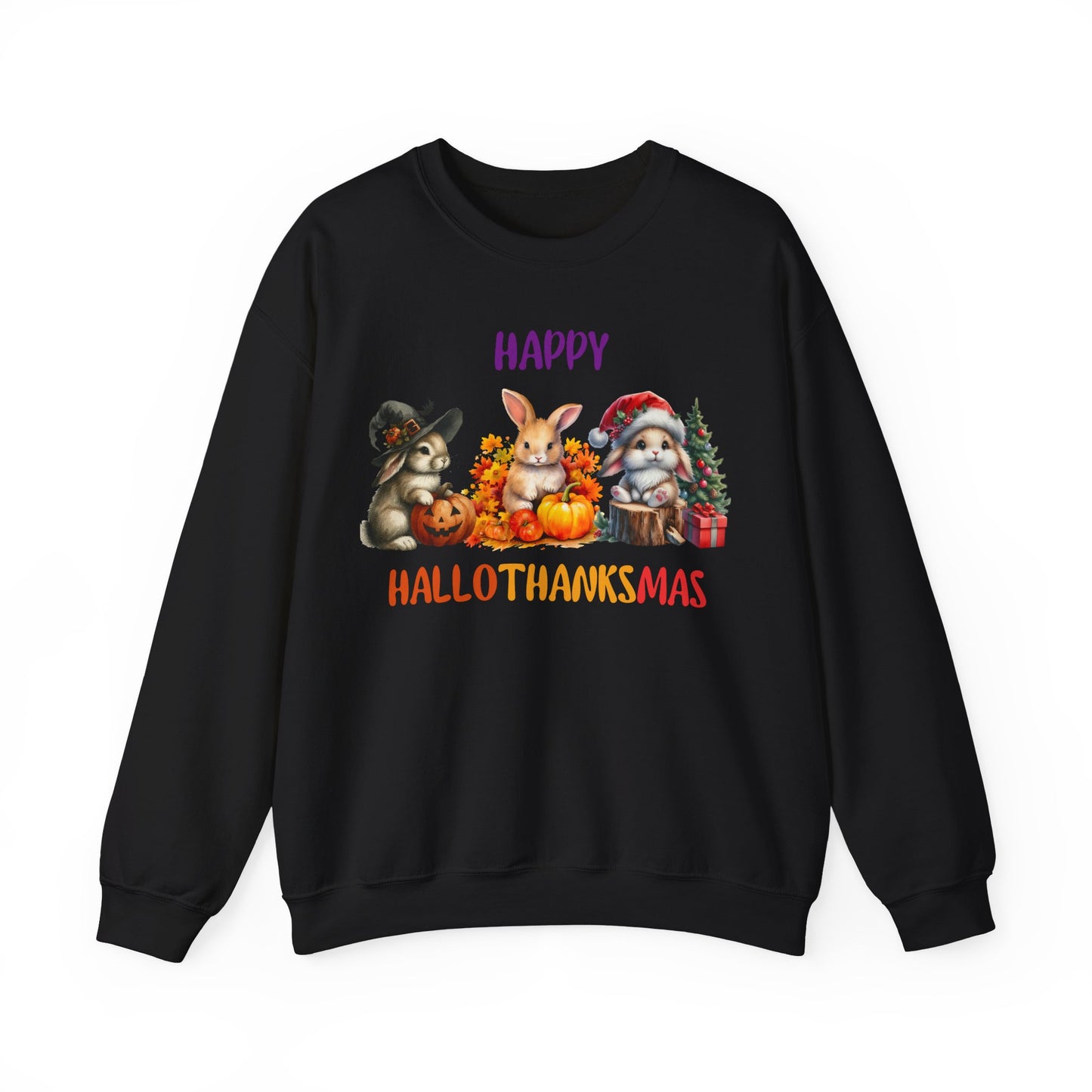 Hallothanksmas Rabbits Sweatshirt Halloween Thanksgiving Christmas