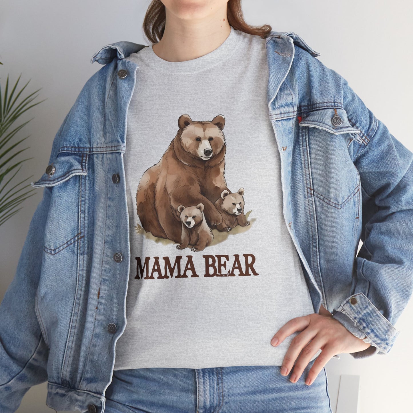 Mama Bear Grizzly Bear with Cubs Short Sleeve Tee