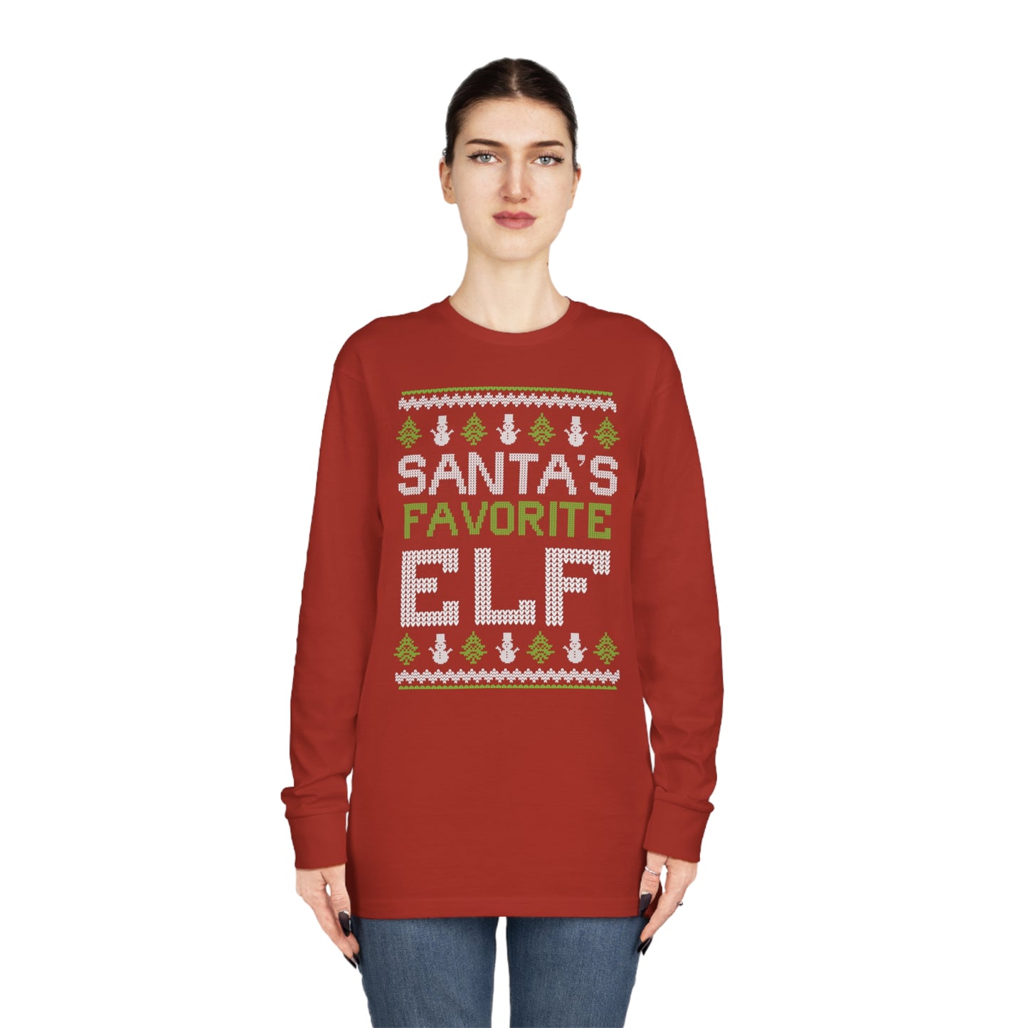 Santa's Favorite Elf Ugly Christmas Sweater Long Sleeve T-shirt