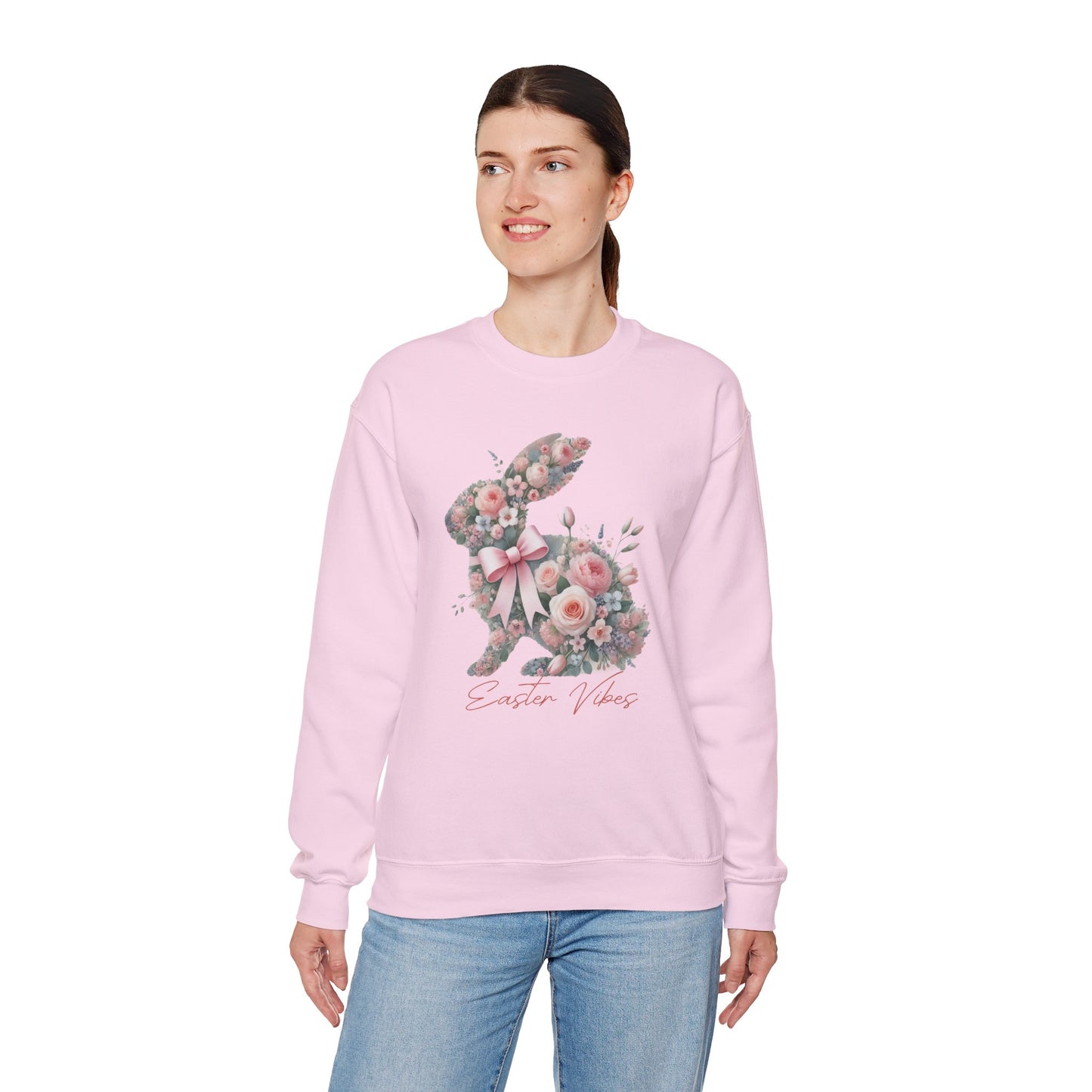 Easter Bunny Sweatshirt Flower Rabbit Easter Vibes Cottontail Cute Coquette