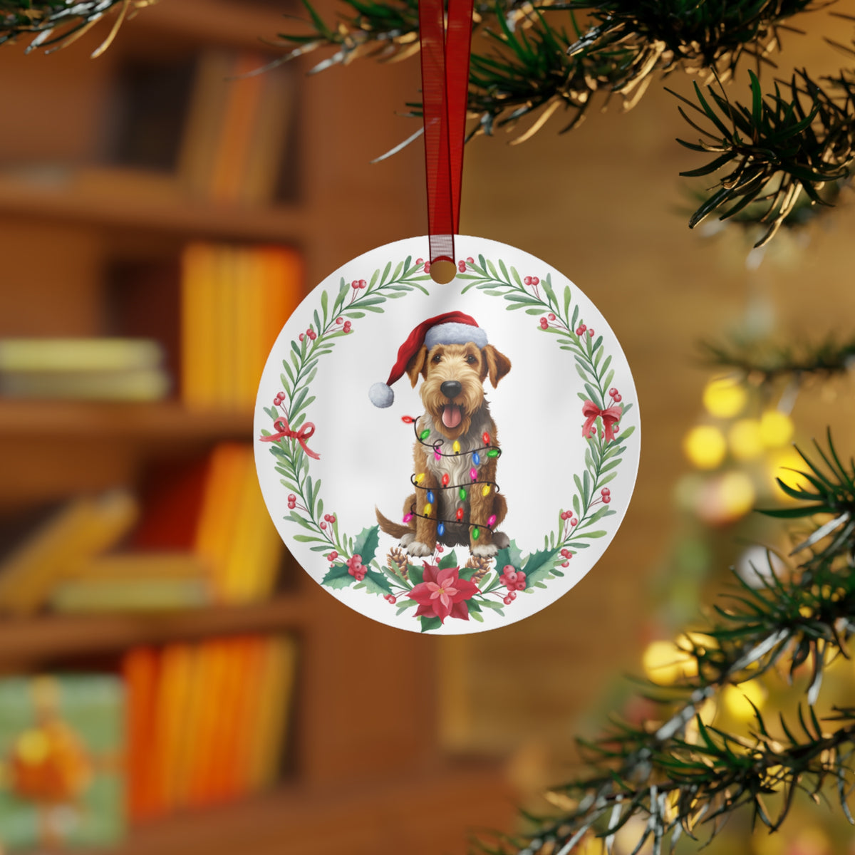 Airedale Terrier Dog in Lights Ornament