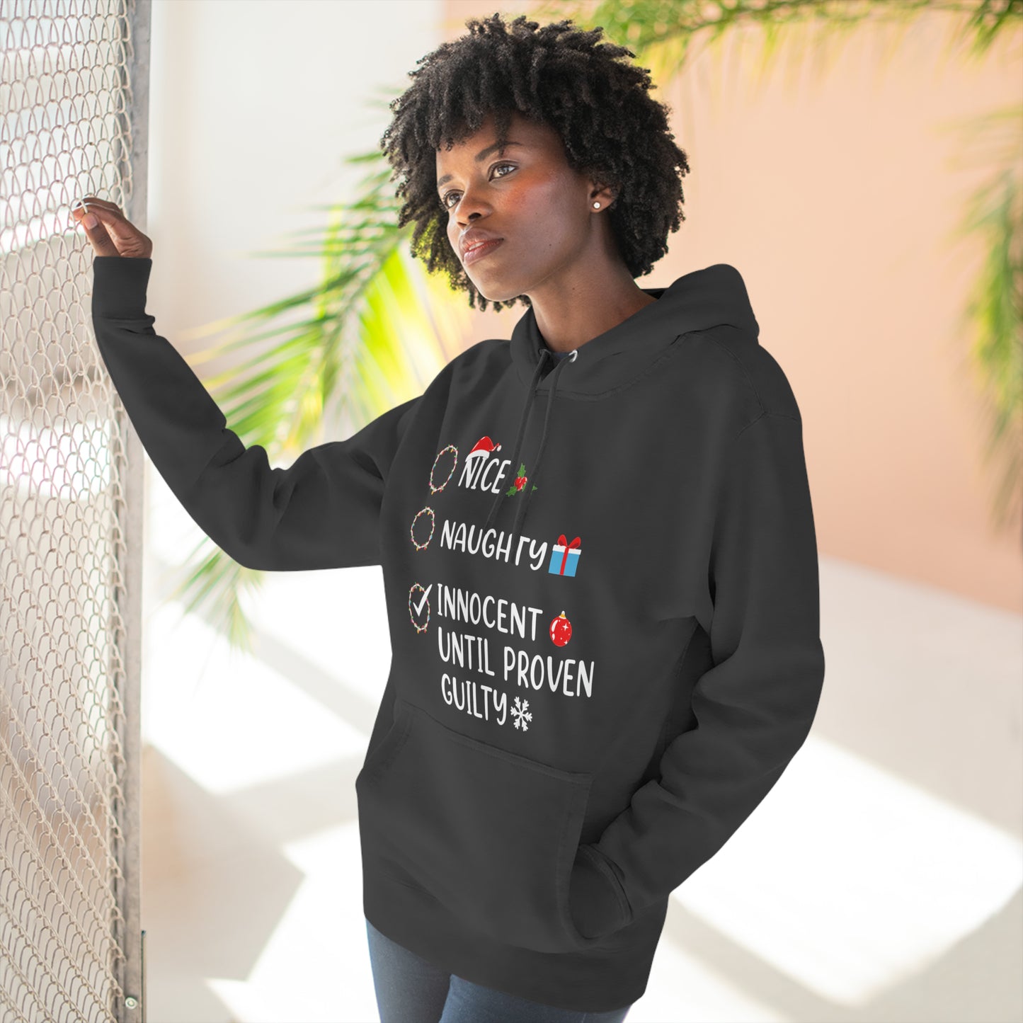 Naughty List Innocent Until Proven Guilty Christmas Pullover Hoodie