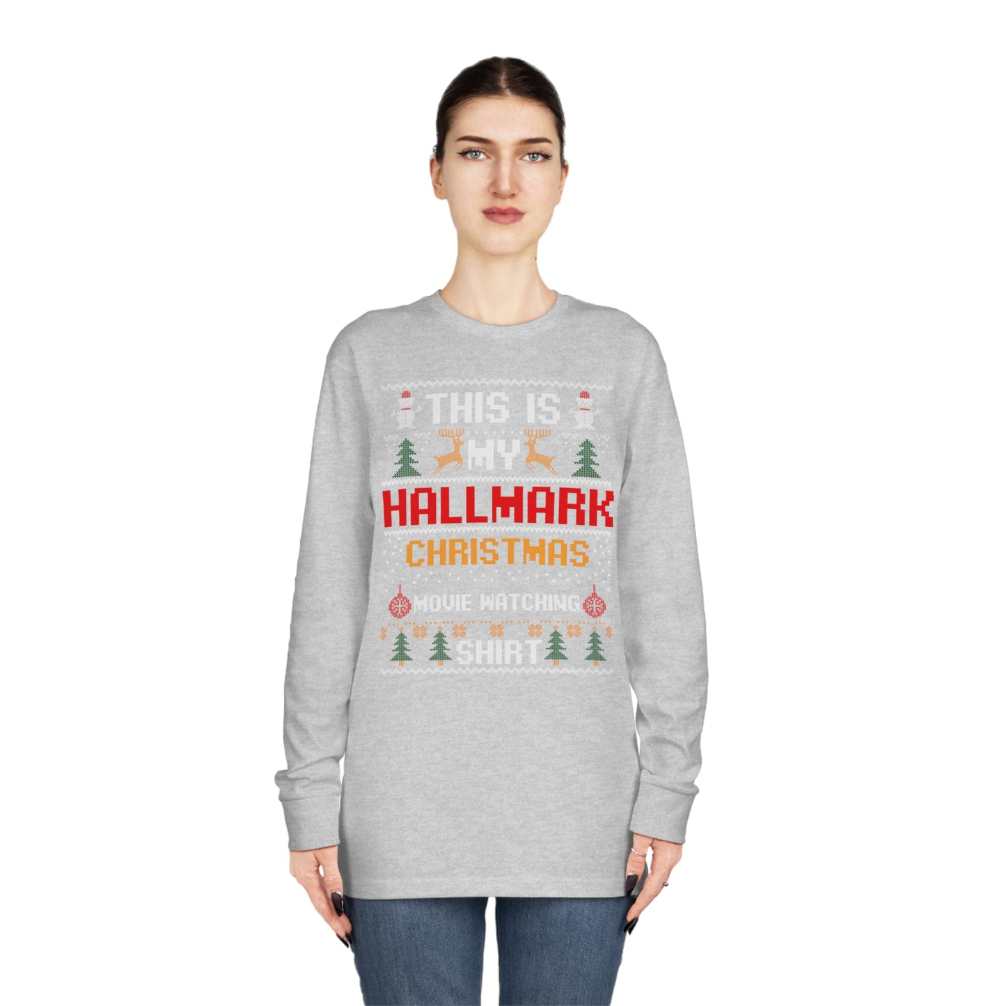 This is My Hallmark Christmas Movie Watching Shirt Ugly Sweater Long Sleeve Tee