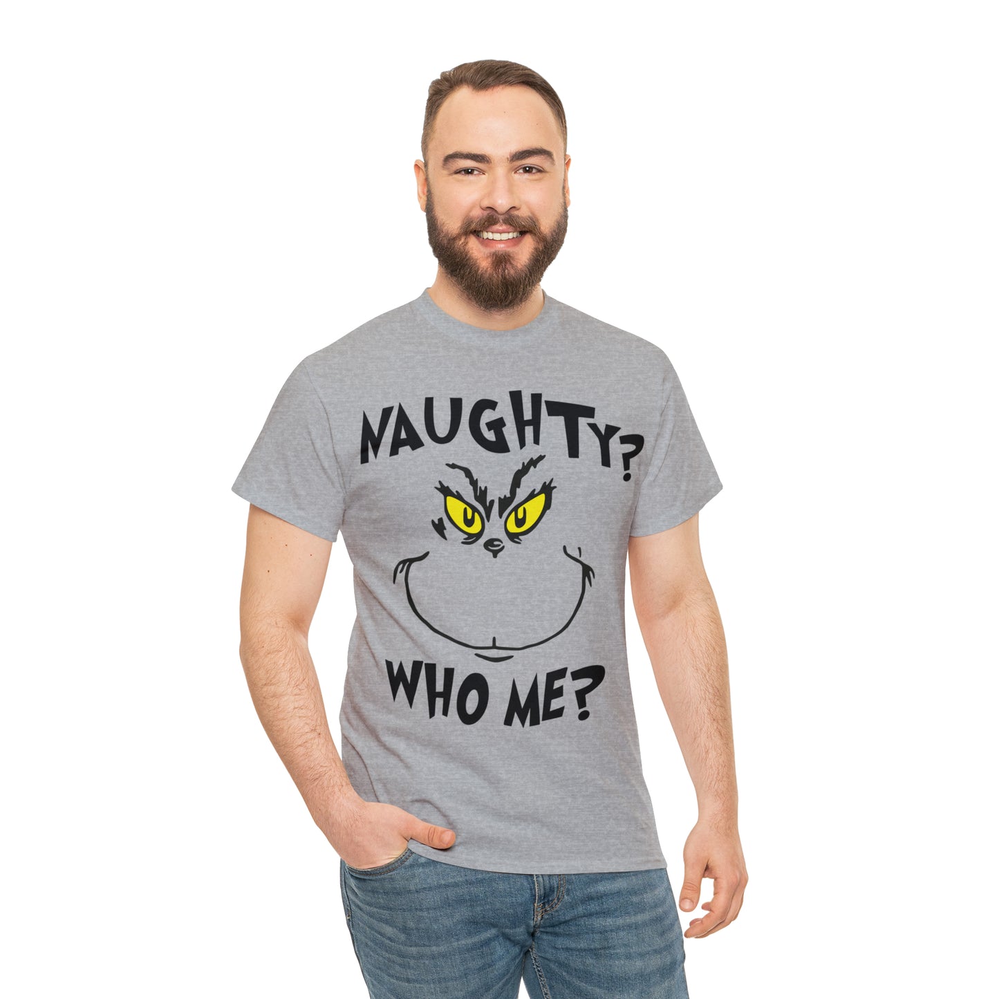 Naughty Who Me? Grinch Christmas Short Sleeve Tee