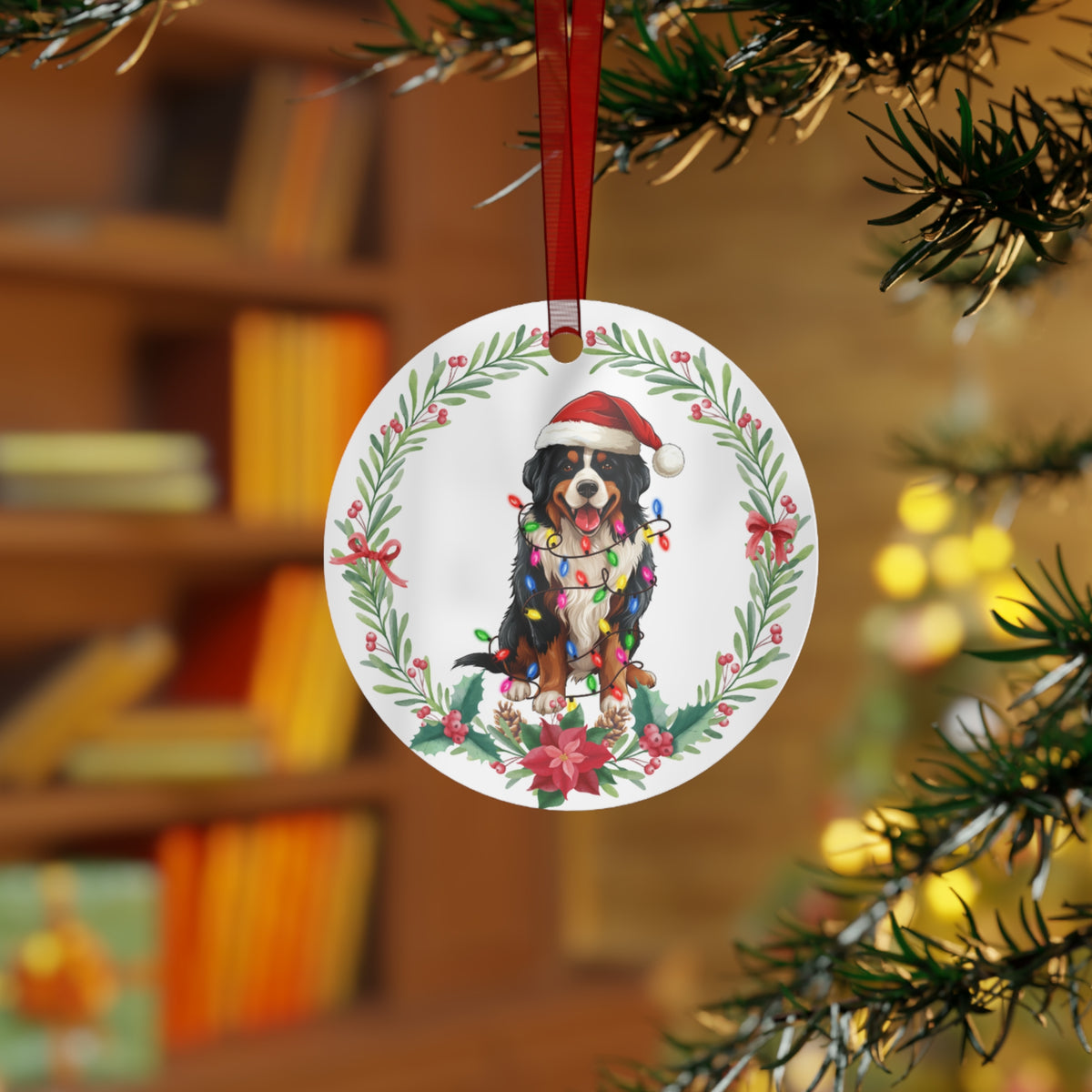 Bernese Mountain Dog in Lights Ornament