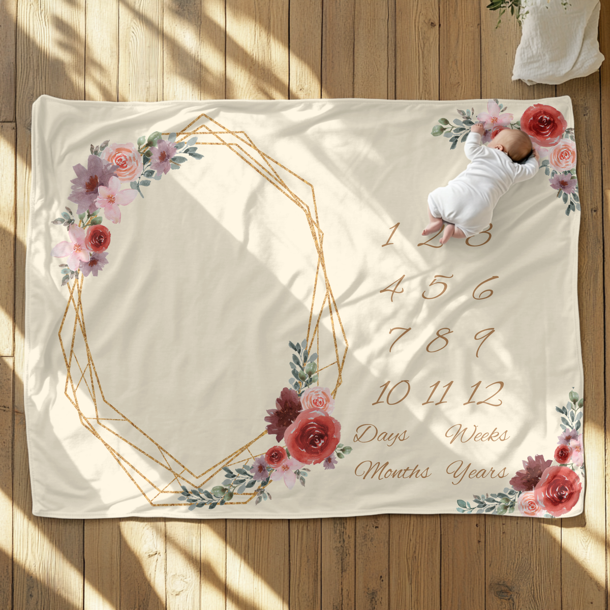 Roses Floral Milestone Blanket