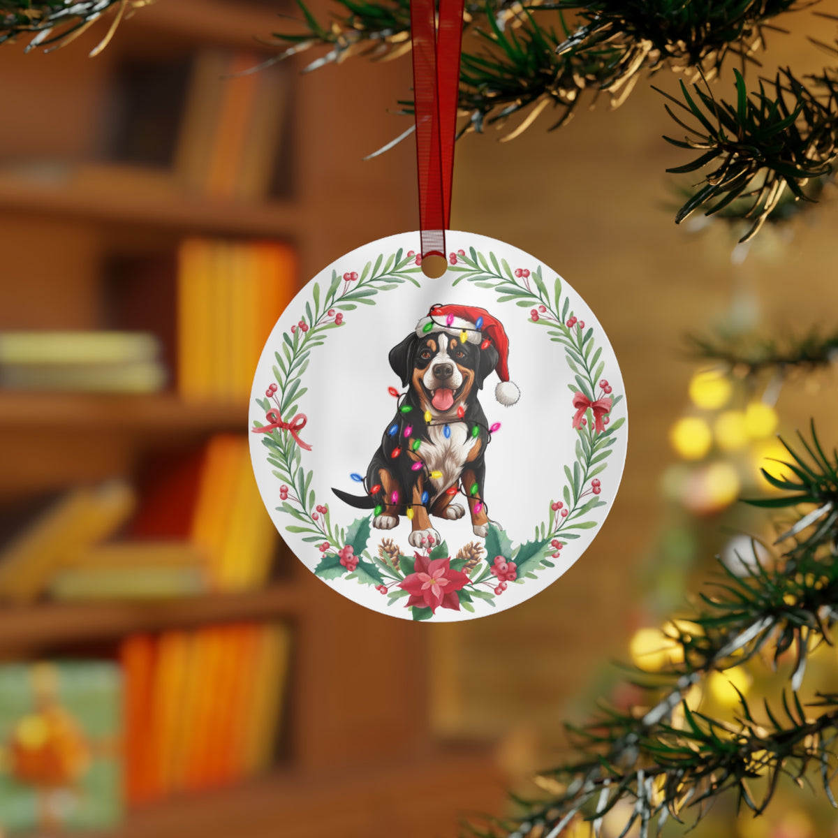Greater Swiss Mountain Dog in Lights Ornament
