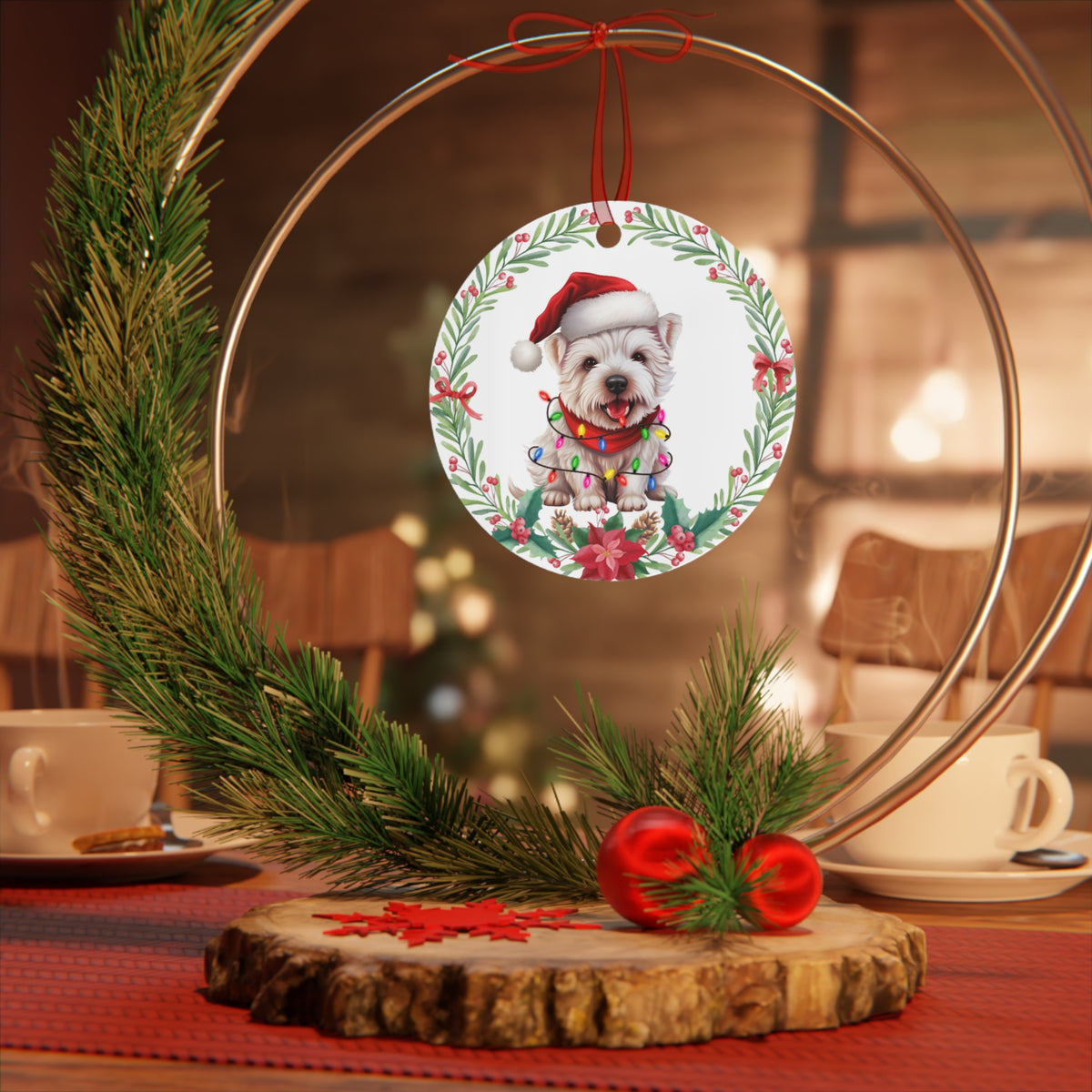 West Highland White Terrier Dog in Lights Ornament