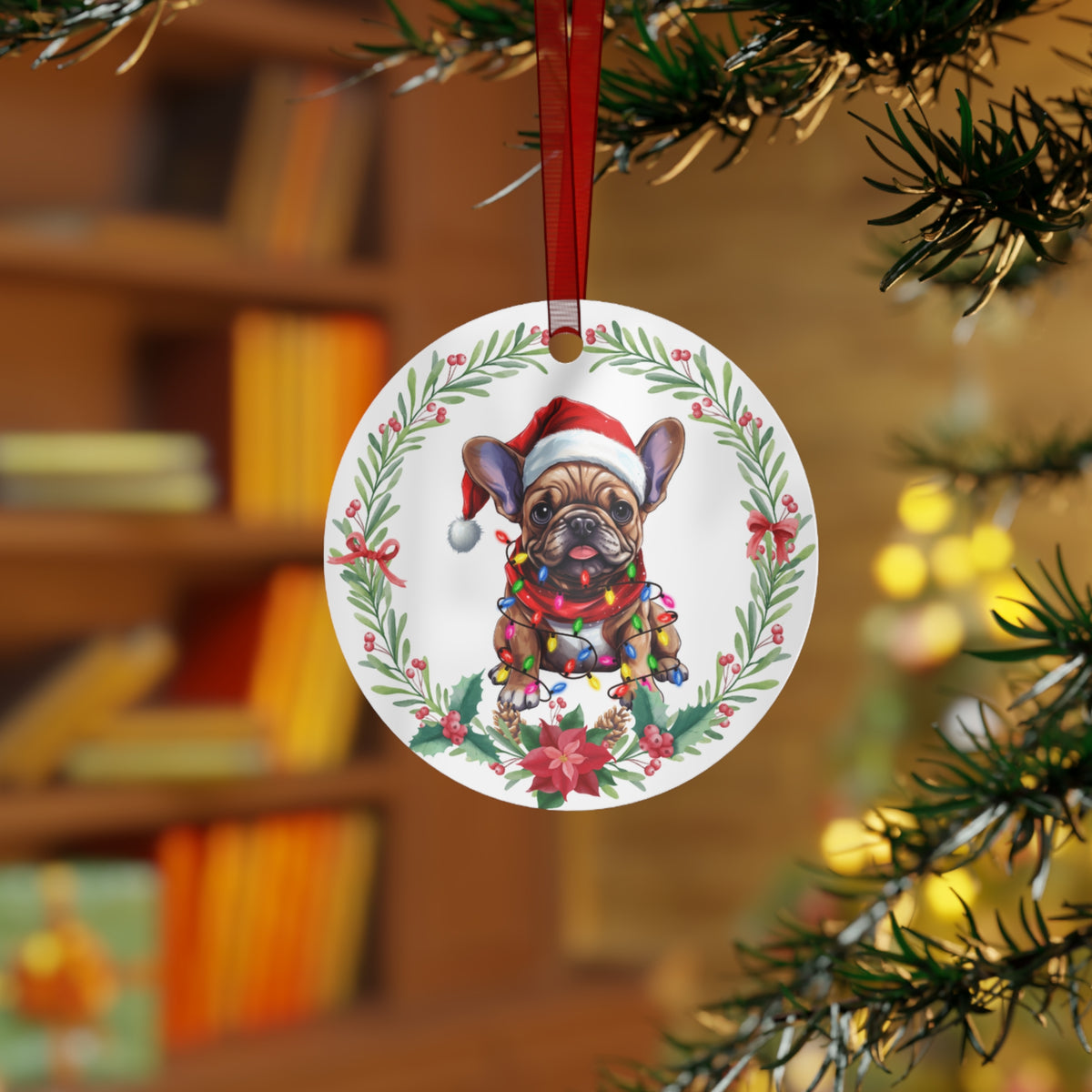 French Bulldog Dog in Lights Ornament