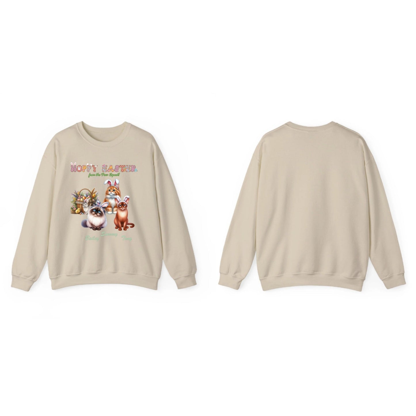 Custom Hoppy Easter Cats Heavy Crewneck Sweatshirt