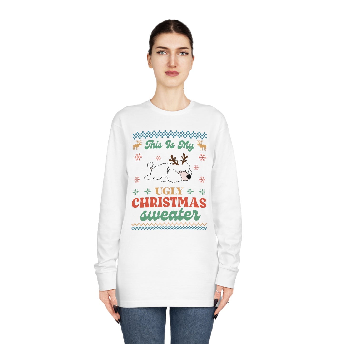 Miniature Poodle This is My Ugly Christmas Sweater Long Sleeve Tee
