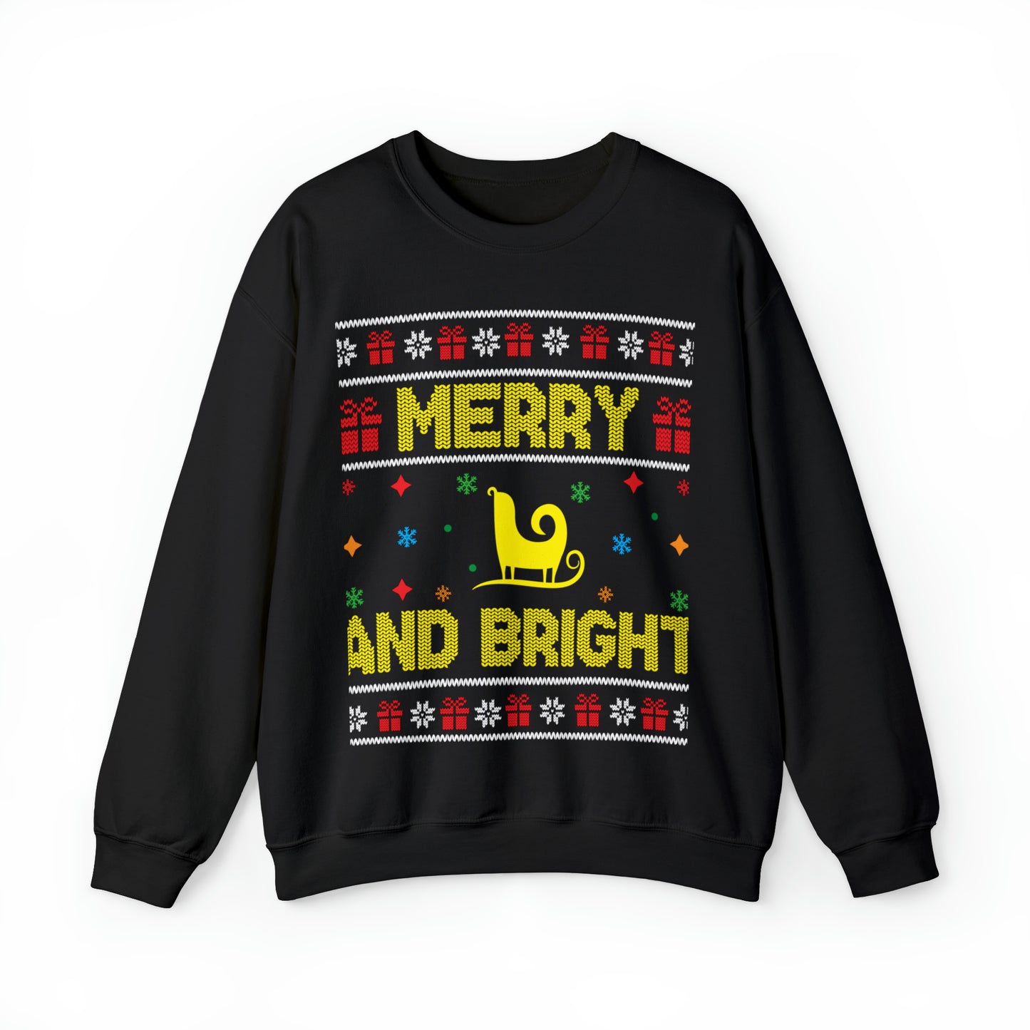 Merry and Bright Sleigh Christmas Ugly Sweater Sweatshirt