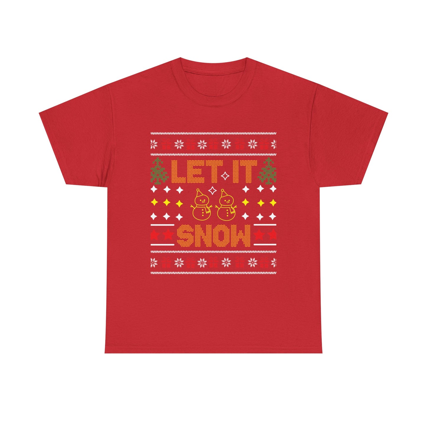 Let It Snow Snowmen Christmas Ugly Sweater Short Sleeve Tee