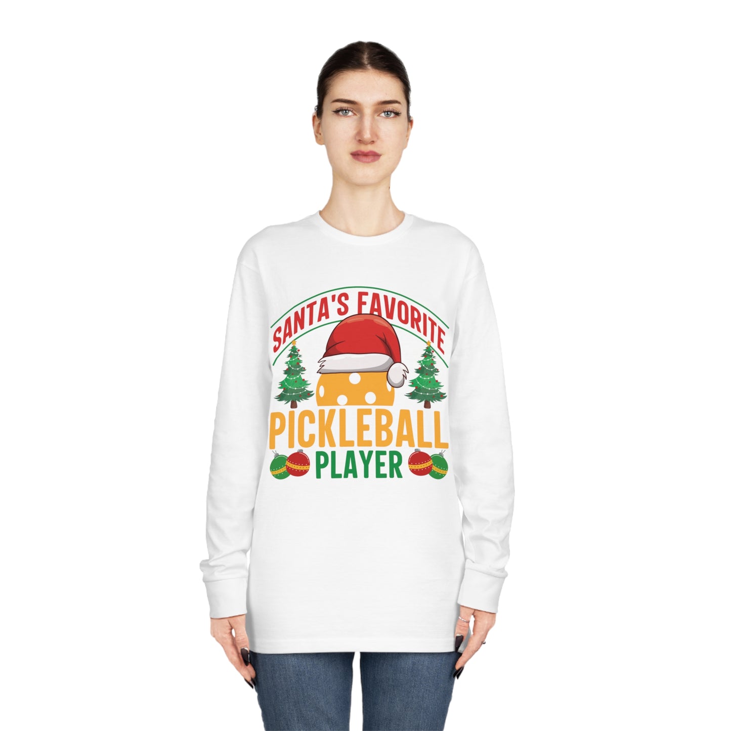Santa's Favorite Pickleball Player Christmas Long Sleeve T-Shirt