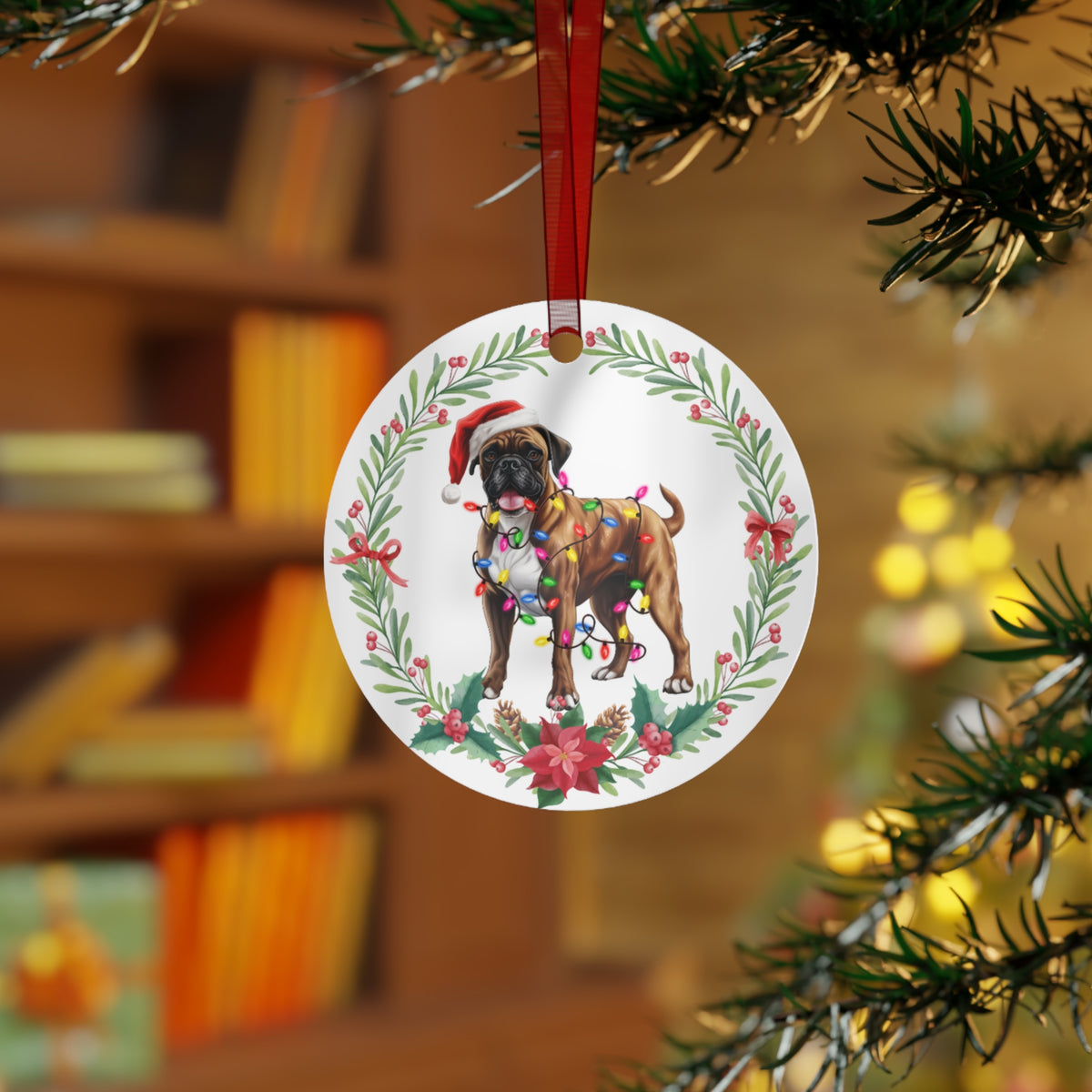 Boxer Dog in Lights Ornament