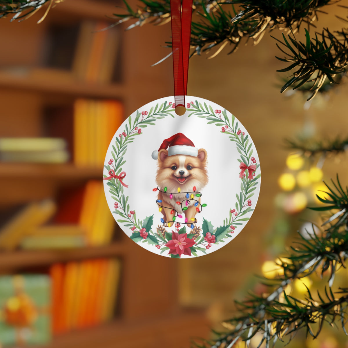 Pomeranian Dog in Lights Ornament