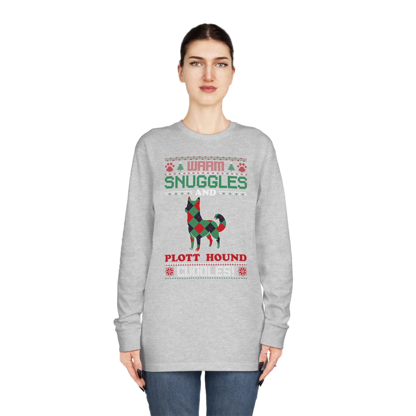 Warm Snuggles and Plott Hound Cuddles Ugly Sweater Long Sleeve Tee