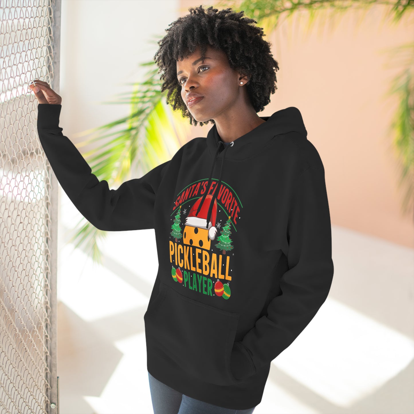 Santa's Favorite Pickleball Player Christmas Pullover Hoodie