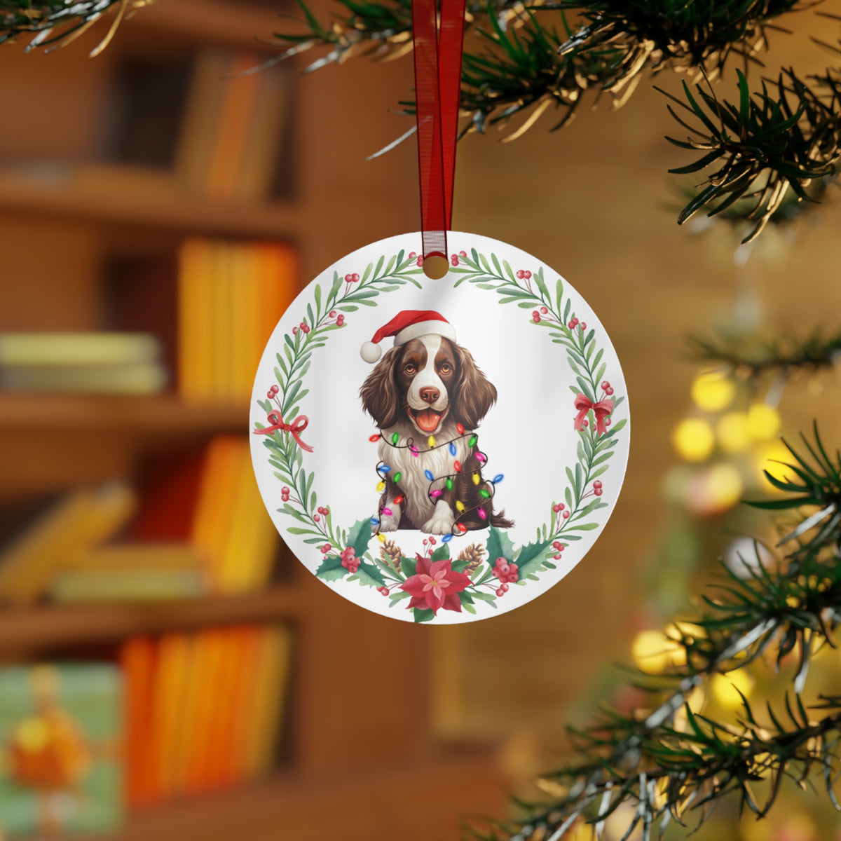 English Springer Spaniel Dog in Lights Ornament