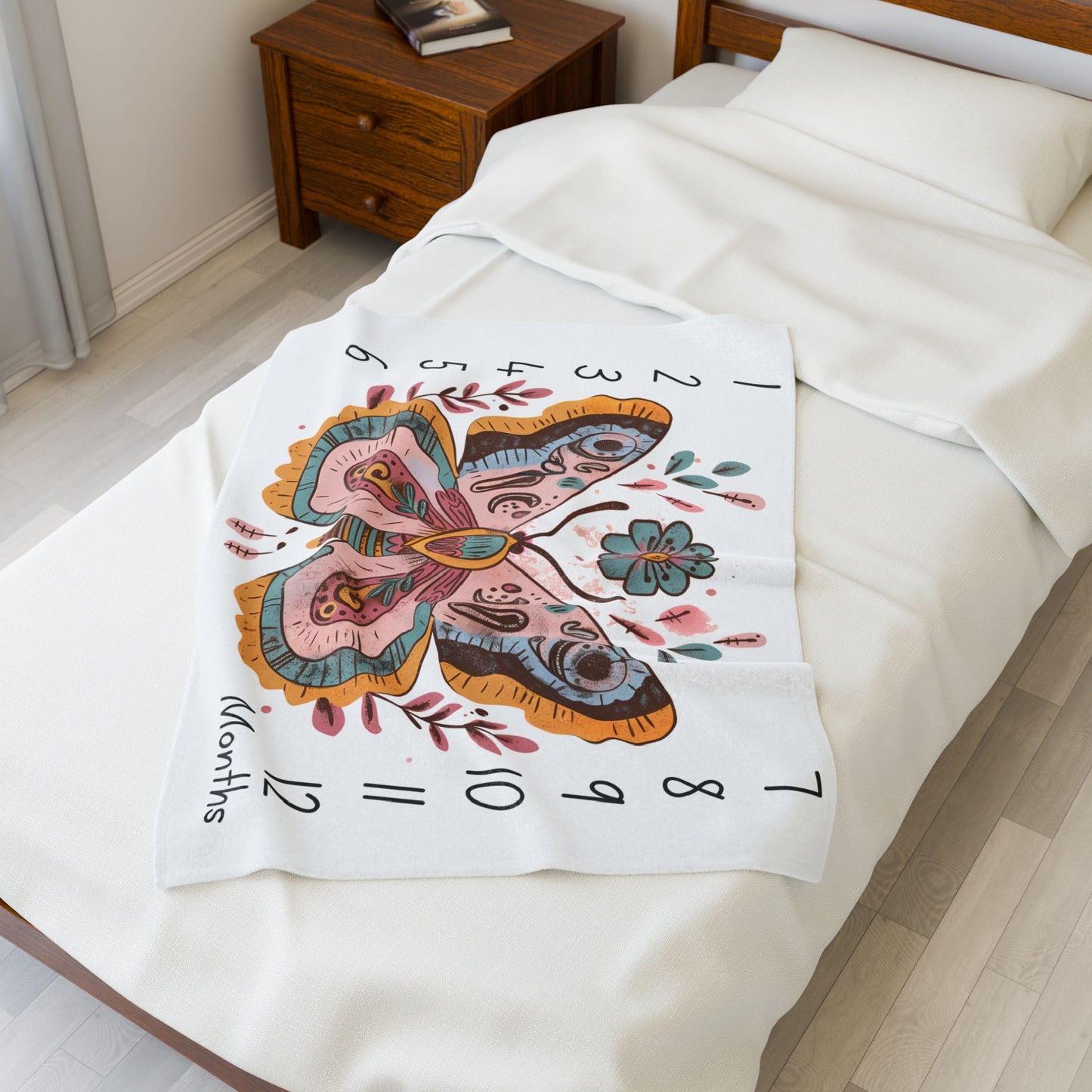 Boho Butterfly Milestone Velveteen Plush Blanket