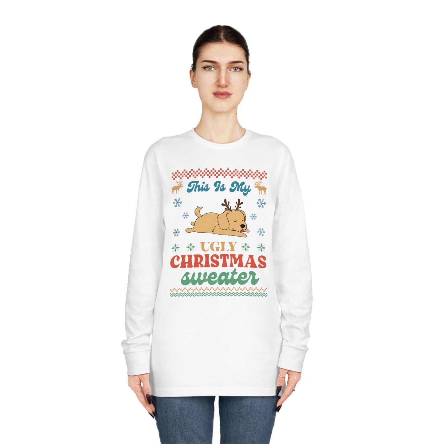 Golden Retriever This is My Ugly Christmas Sweater Long Sleeve Tee