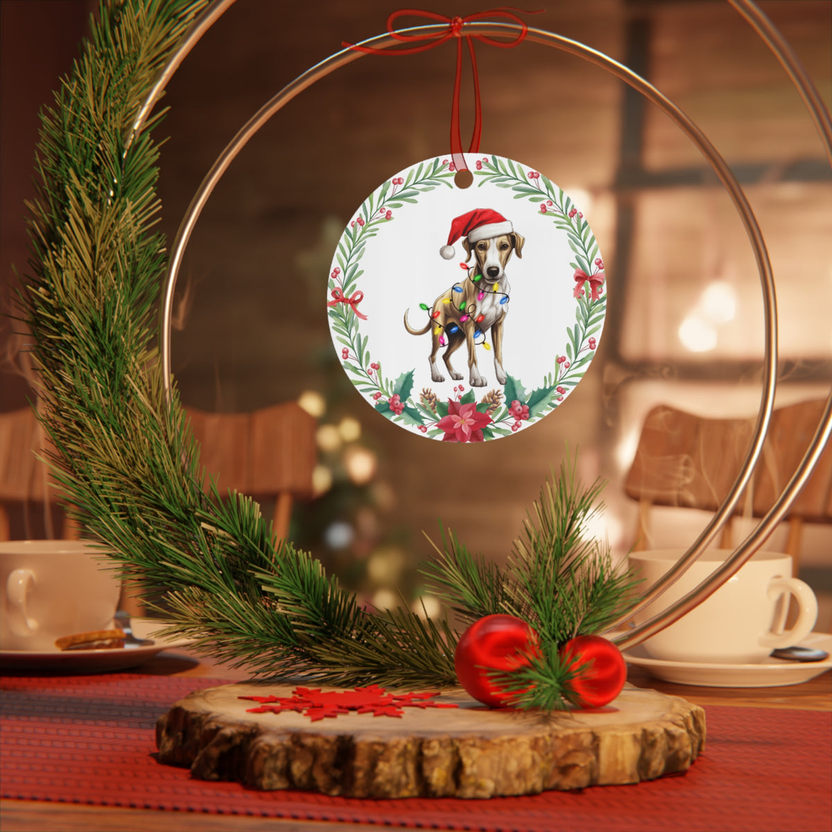 Whippet Dog in Lights Ornament