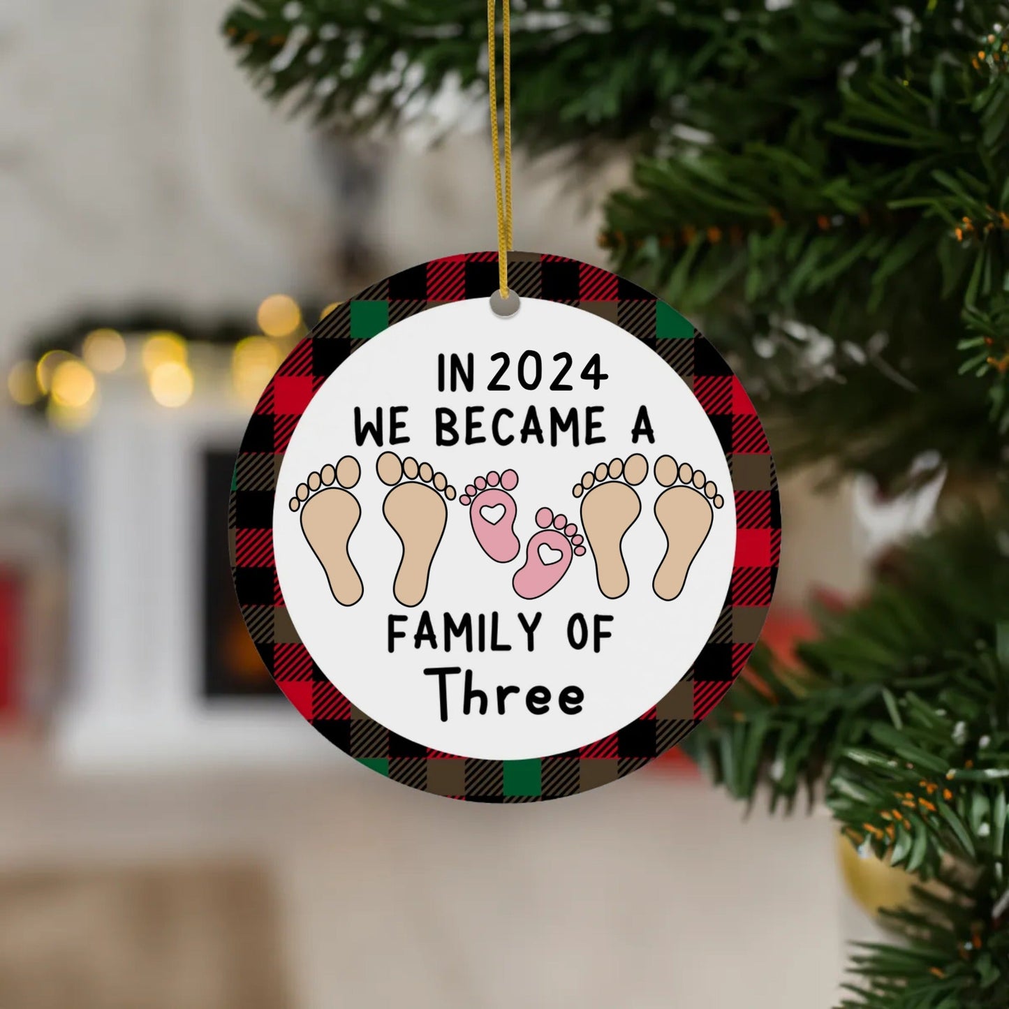 Custom We Came A Family Cute Feet Ceramic Ornament