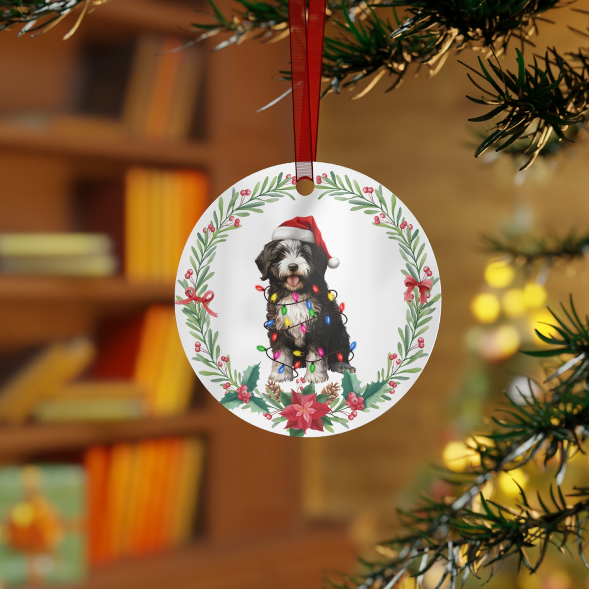 Portuguese Water Dog in Lights Ornament
