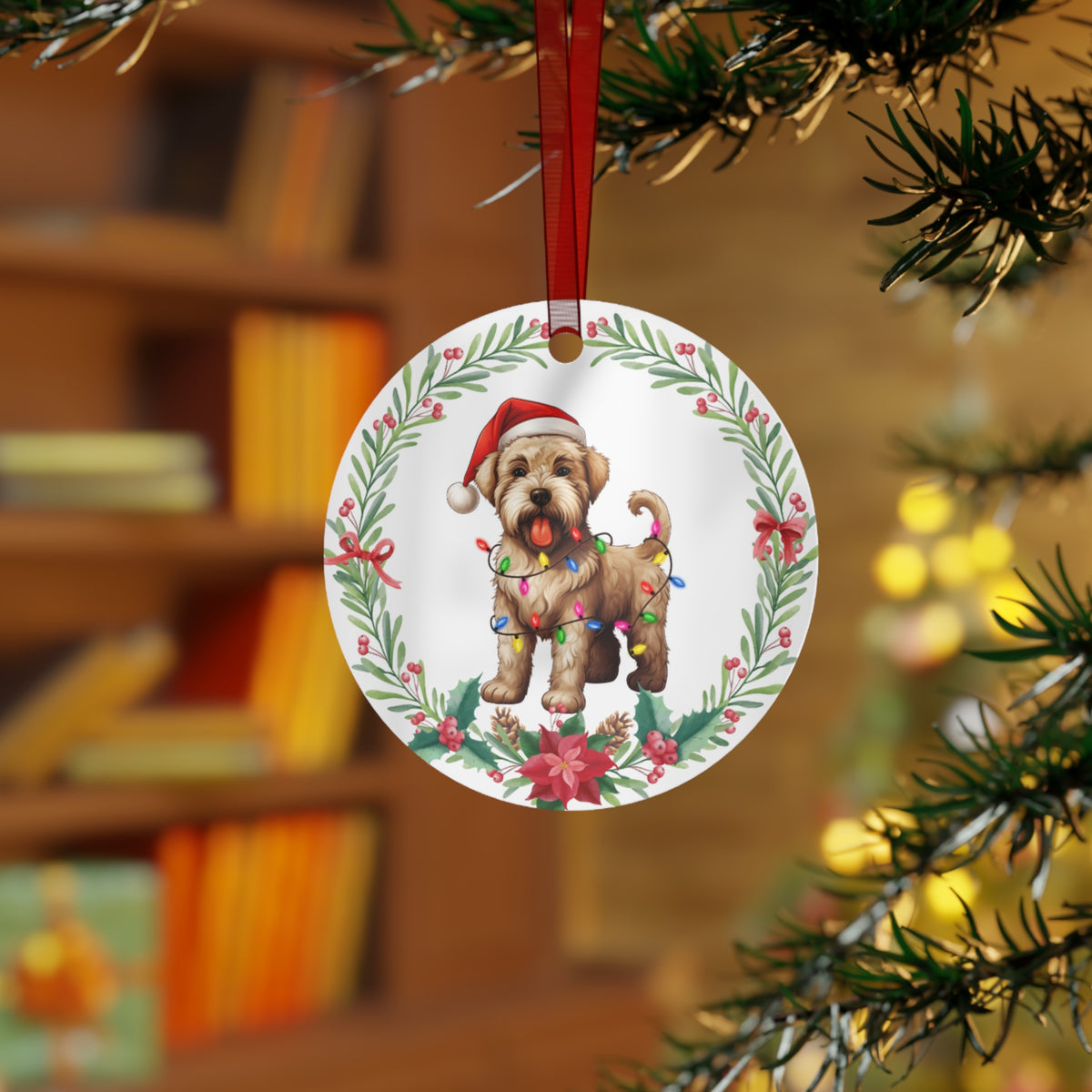 Soft Coated Wheaten Terrier Dog in Lights Ornament