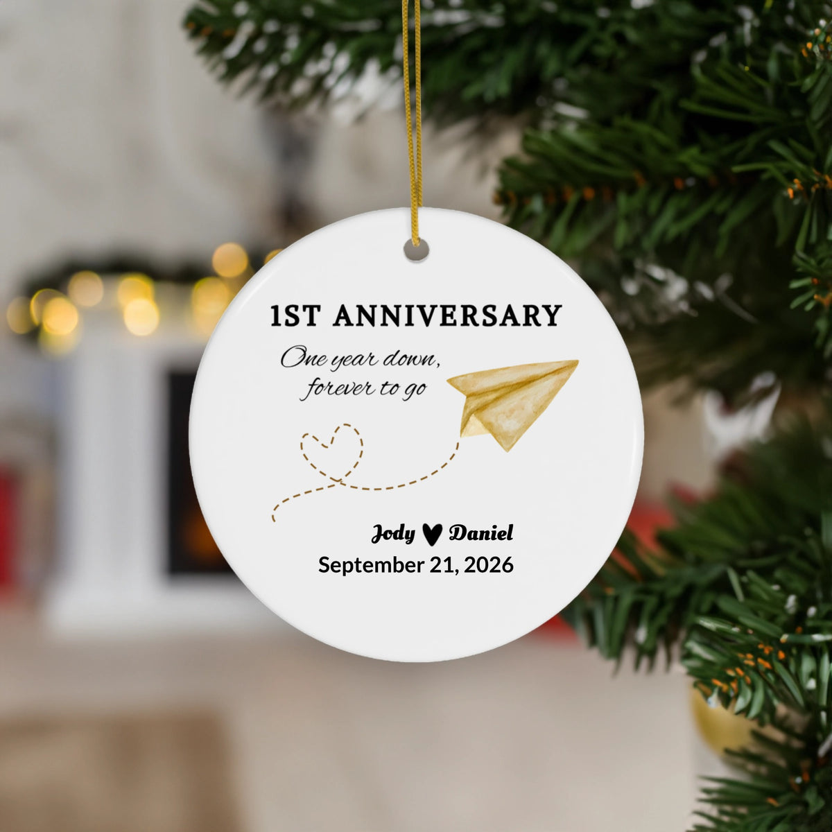 Personalized 1st Anniversary One Year Down Forever To Go Ornament