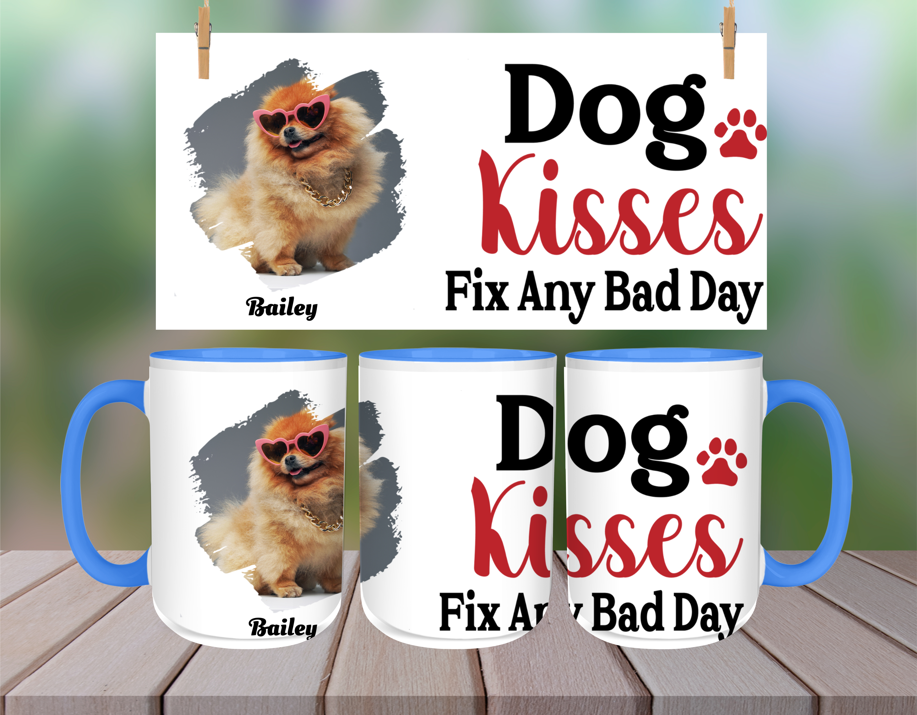 Custom Dog Kisses Fix Any Bad Day Two-Tone Coffee Mugs, 15oz – Royal  Treasure Trove