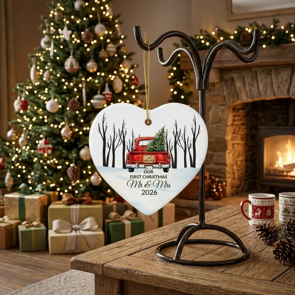First Christmas as Mr & Mrs Old Truck Ornament
