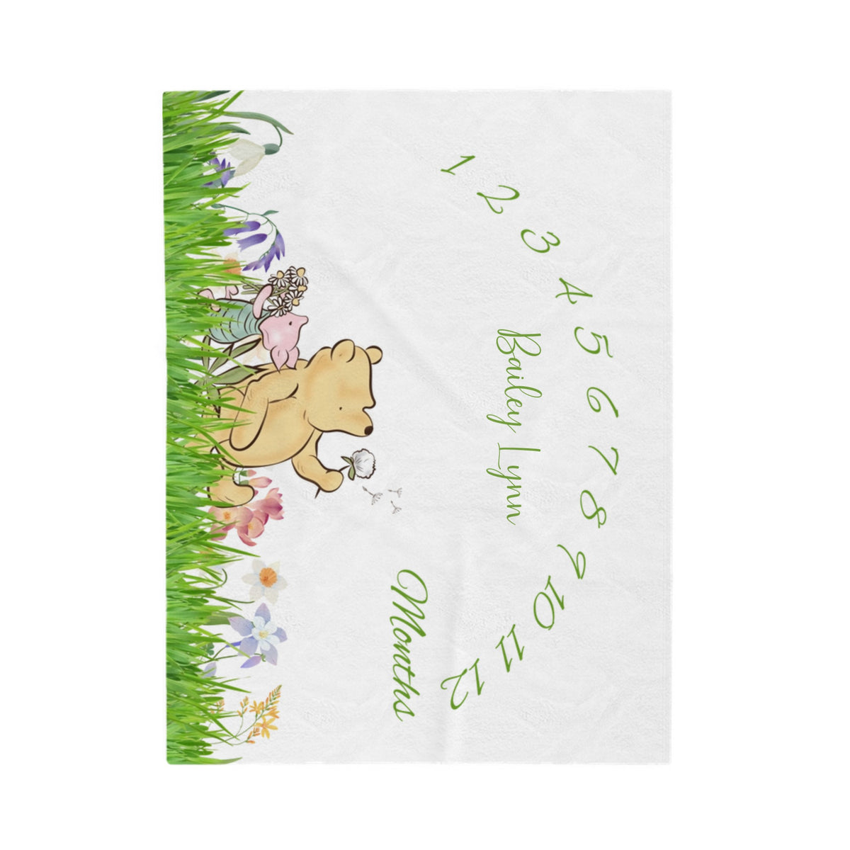Personalized Winnie The Pooh Velveteen Plush Blanket