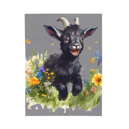 Watercolor Black Ram Lamb Blanket