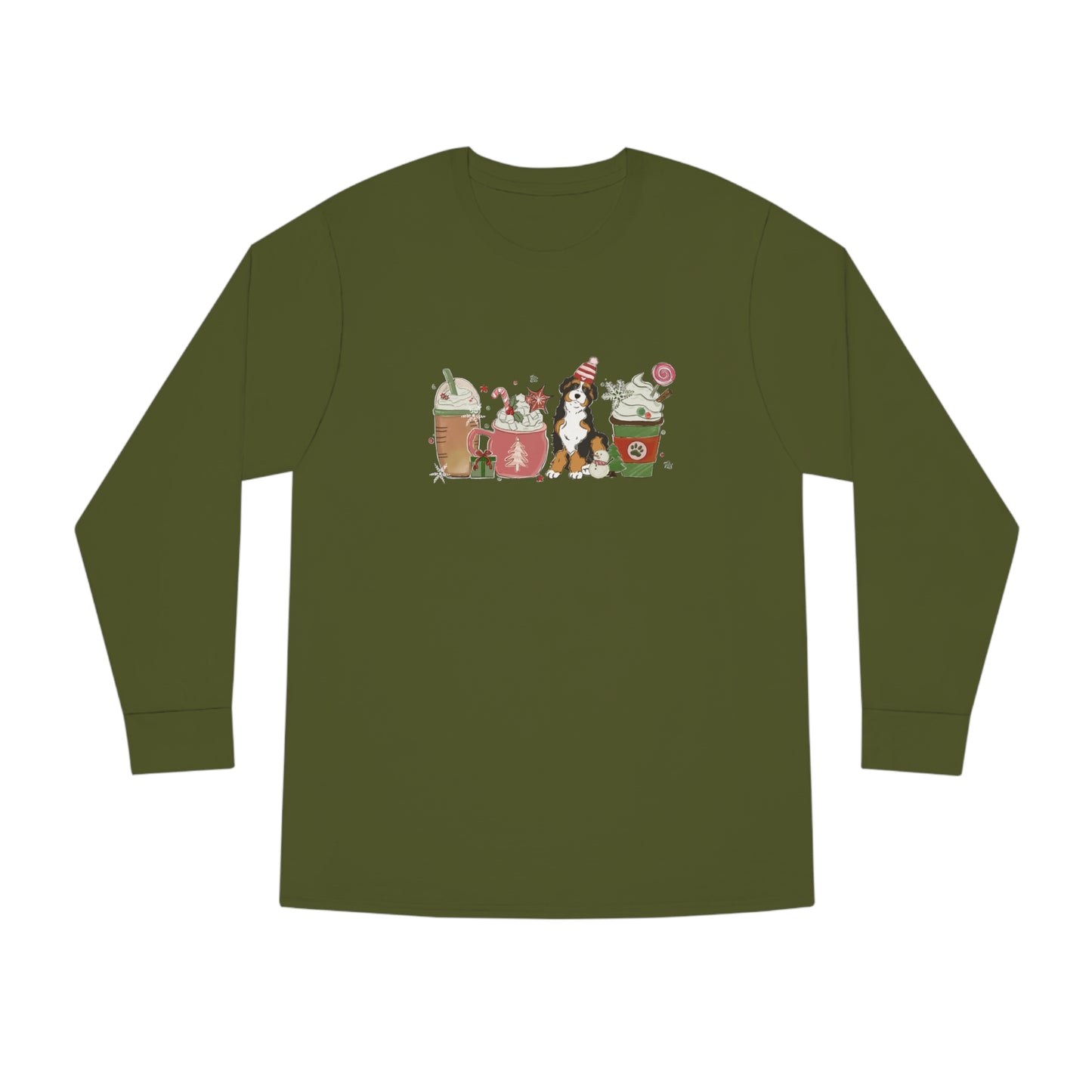Australian Shepherd Dog Latte Christmas Long Sleeve Tee
