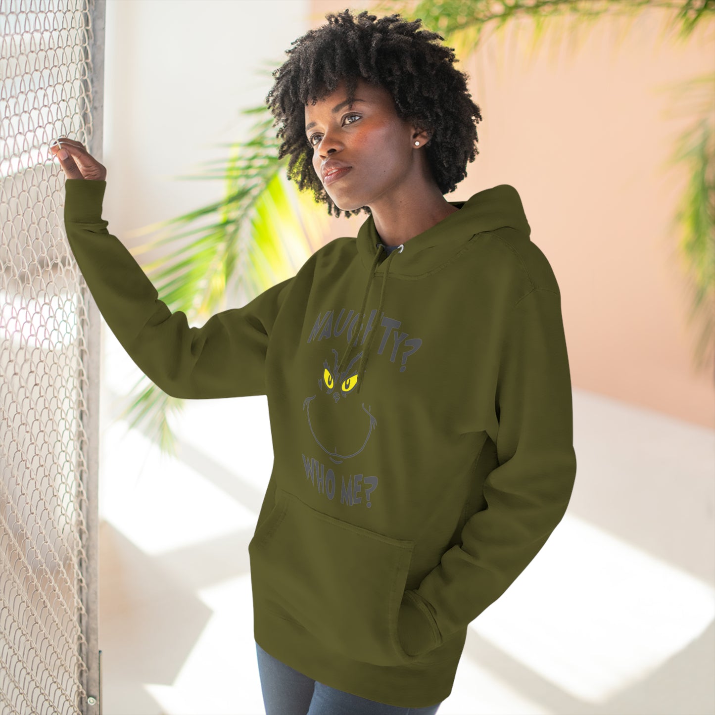 Naughty Who Me? Grinch Christmas Pullover Hoodie