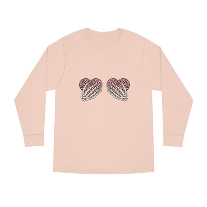 Skeleton Hand on Hearts Valentine Long Sleeve T-shirt