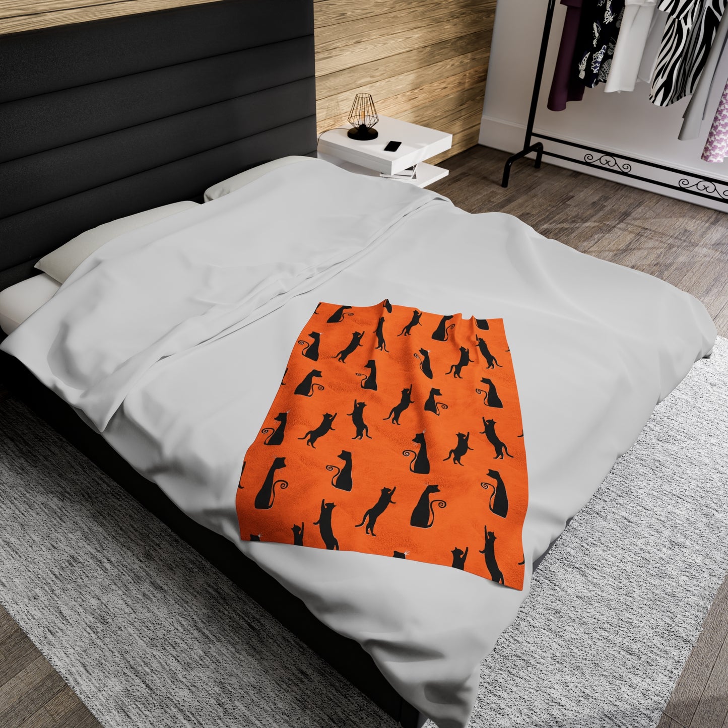 Black Cats on Orange Blanket