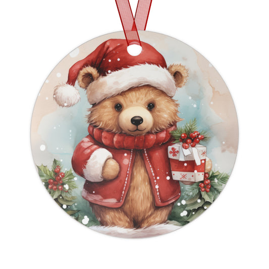 Bear in Red with Present Ornament