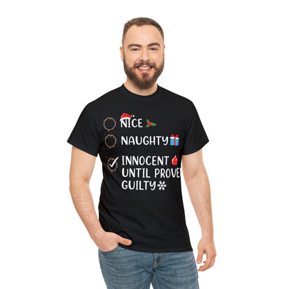 Naughty List Innocent Until Proven Guilty Christmas Short Sleeve Tee